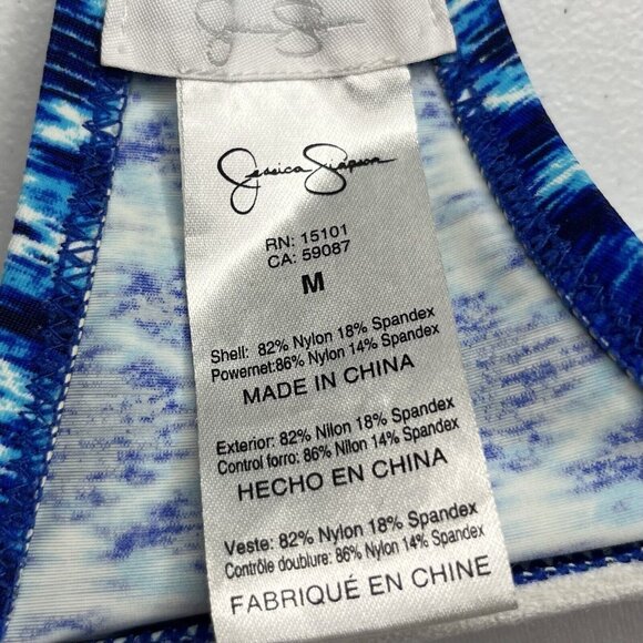 Jessica Simpson Womens Bikini Swim Top Blue Flouce Overlay Size Medium - Picture 9 of 10